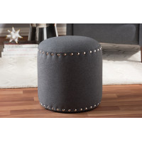 Baxton Studio 1708-Gray Rosine Modern and Contemporary Dark Grey Fabric Upholstered Nail Trim Ottoman